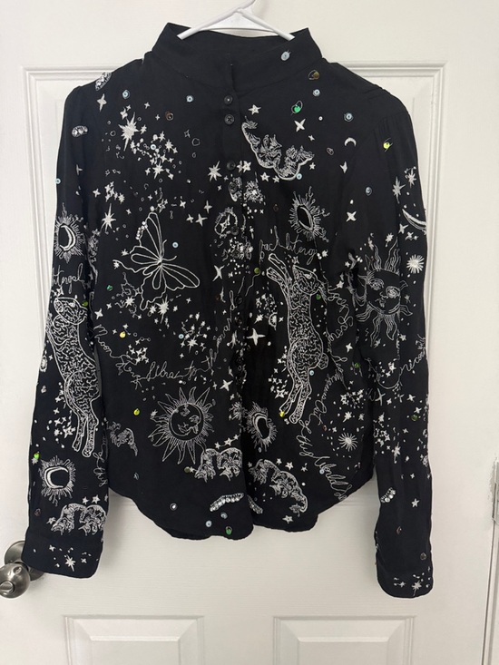 Anthropologie Tops - Anthropologie Black Celestial & Animal Button-Down Shirt